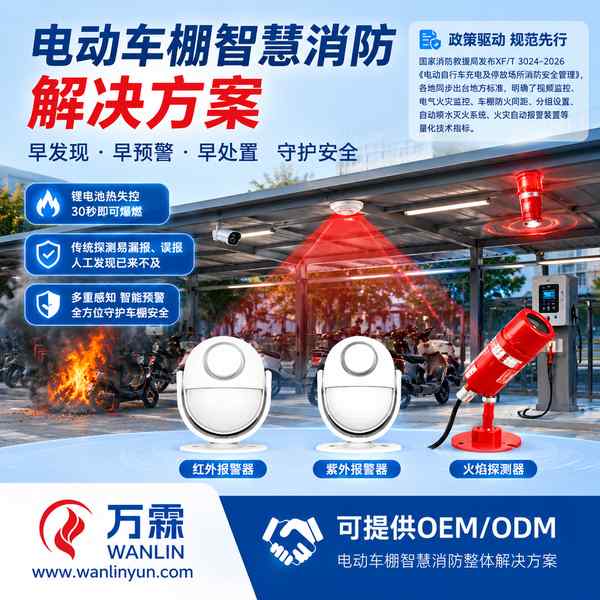 吉安医院后勤管理部门电动自行车充电棚AI烟火识别监测系统批量采购项目现场 吉安医院后勤管理部门电动自行车充电棚AI烟火识别监测系统采购项目现场 — 电动车棚智慧消防设备安装与平台上线